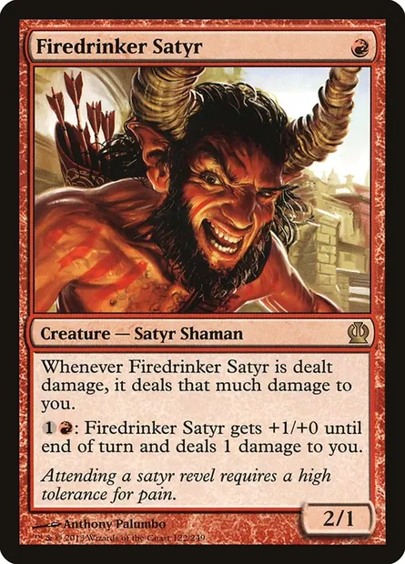 Firedrinker Satyr, Magic card THS 122 — Theros set