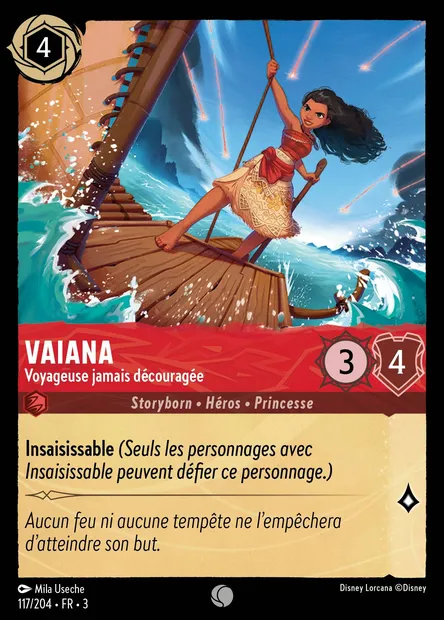 Vaiana - Voyageuse jamais découragée, carte Disney Lorcana CH3-117 — extension Les Terres d'Encres