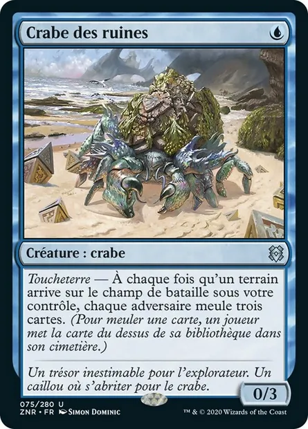 Crabe des ruines, carte Magic ZNR 75 — extension Renaissance de Zendikar