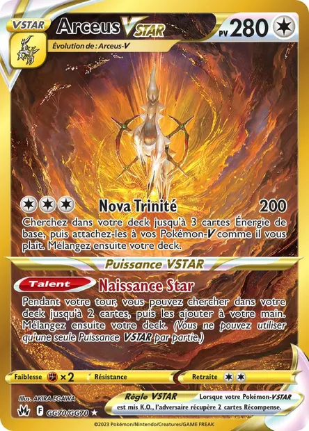 Arceus VSTAR, carte Pokémon CRZ GG70 — extension Zénith Suprême