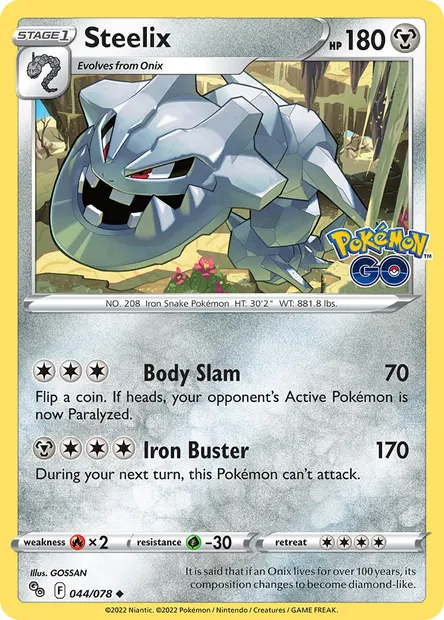 Steelix, Pokémon card PGO 044 — Pokémon GO set