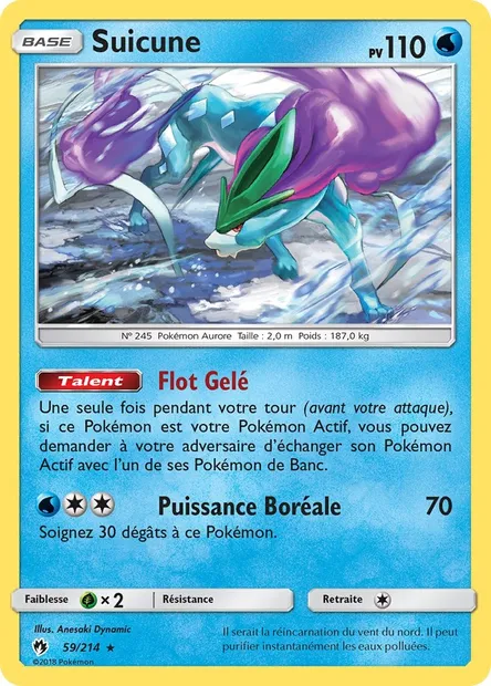 Suicune, carte Pokémon LOT 59 — extension Tonnerre Perdu
