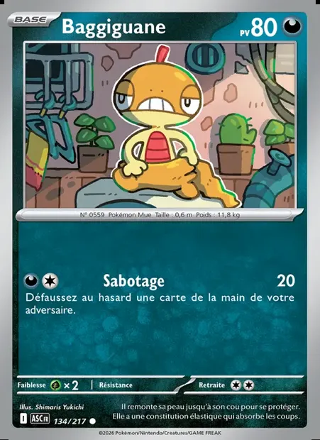 Baggiguane, carte Pokémon ASC 134 — extension Héros Transcendants