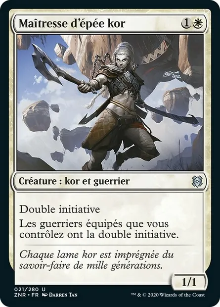 Maîtresse d'épée kor, carte Magic ZNR 21 — extension Renaissance de Zendikar