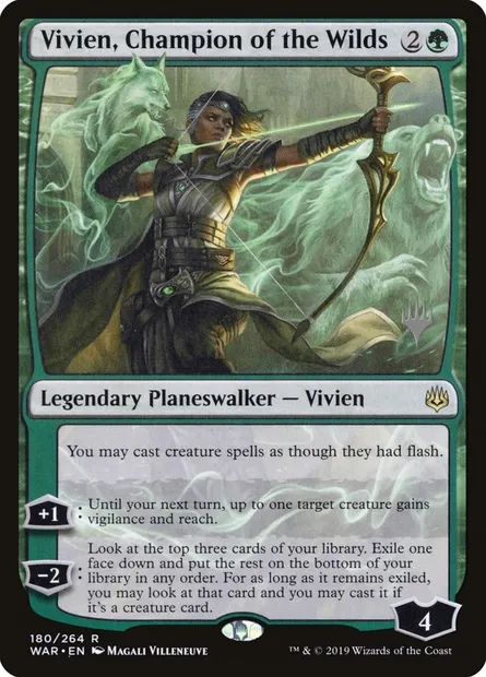 Vivien, championne des terres sauvages, carte Magic PWAR 180p — extension War of the Spark Promos