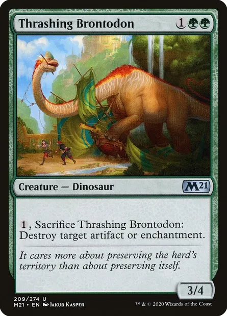Thrashing Brontodon, Magic card M21 209 — Core Set 2021 set