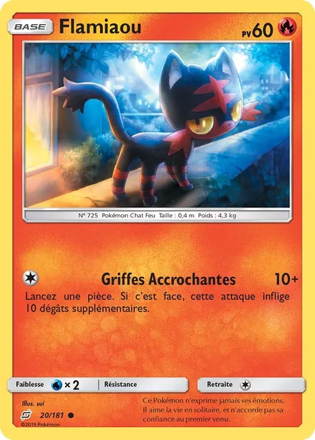 Flamiaou, carte Pokémon TEU 20 — extension Duo de Choc
