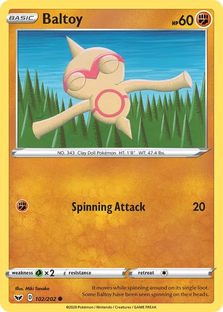 Baltoy, Pokémon card SSH 102 — Sword & Shield set