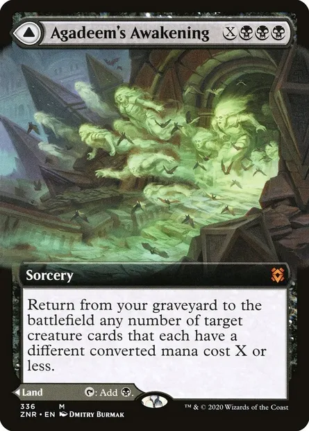 Éveil d'Agadeem // Agadeem, la crypte inférieure, carte Magic ZNR 336 — extension Renaissance de Zendikar