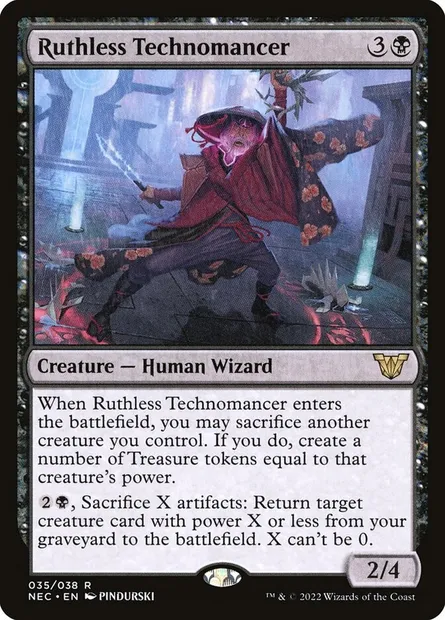 Ruthless Technomancer, Magic card NEC 35 — Neon Dynasty Commander set