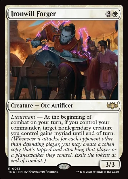 Ironwill Forger, Magic card TDC 13 — Tarkir: Dragonstorm Commander set