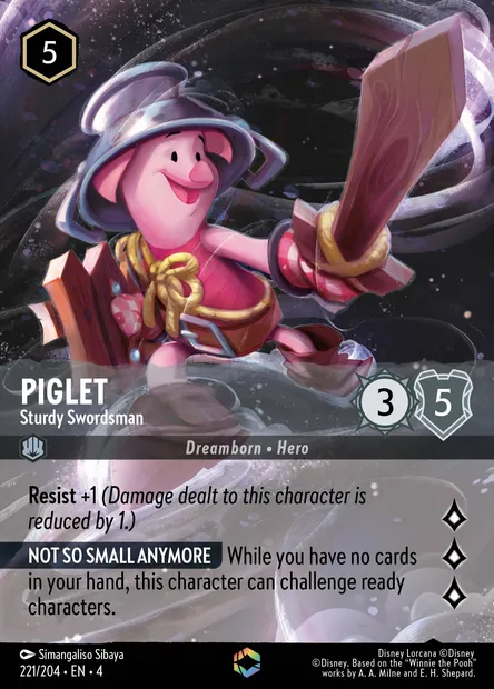 Piglet - Sturdy Swordsman, Disney Lorcana card CH4-221 — Ursula's Return set