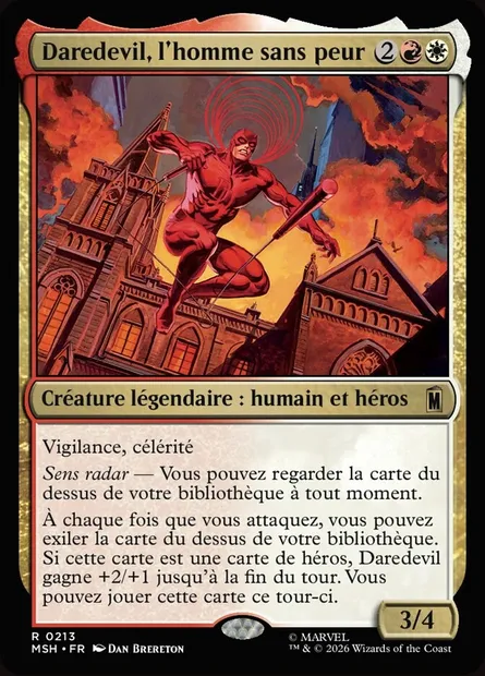 Daredevil, l'homme sans peur, carte Magic MSH 213 — extension Marvel Super Heroes
