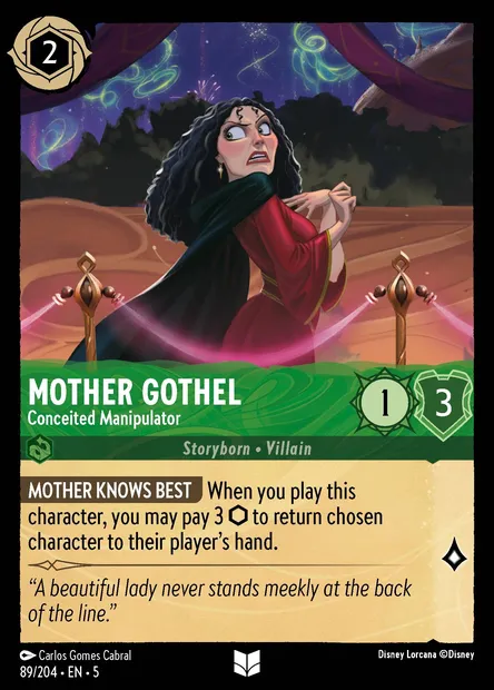 Mother Gothel - Conceited Manipulator, Disney Lorcana card CH5-089 — Shimmering Skies set