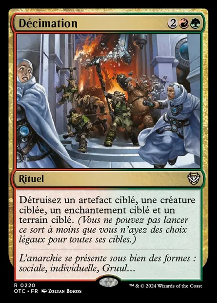 Décimation, carte Magic OTC 220 — extension Outlaws of Thunder Junction Commander