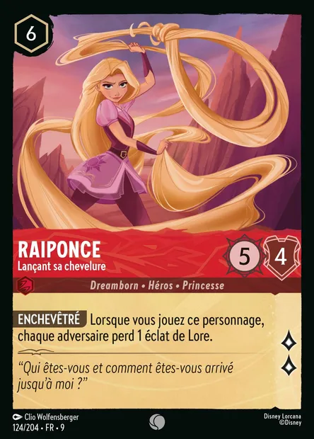 Raiponce - Lançant sa chevelure, carte Disney Lorcana CH9-124 — extension Fabuleux