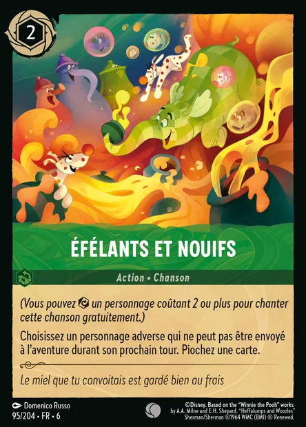 Éfélants et Nouifs, carte Disney Lorcana CH6-095 — extension La Mer Azurite