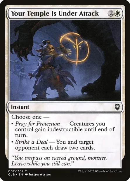 Your Temple Is Under Attack, Magic card CLB 52 — Commander Legends: Battle for Baldur's Gate set