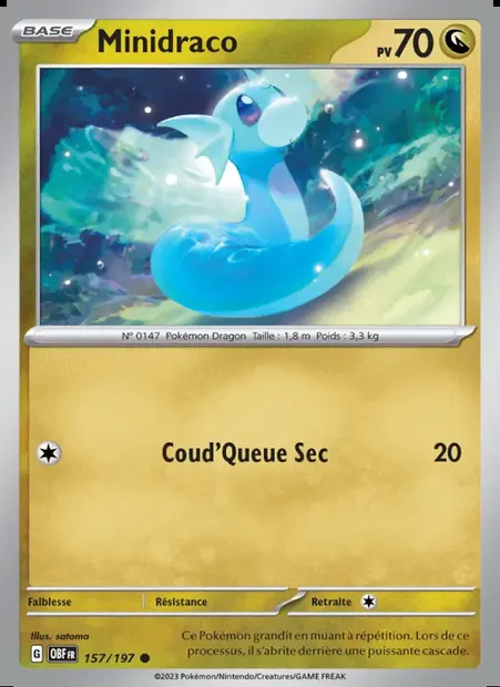 Minidraco, carte Pokémon OBF 157 — extension Flammes Obsidiennes