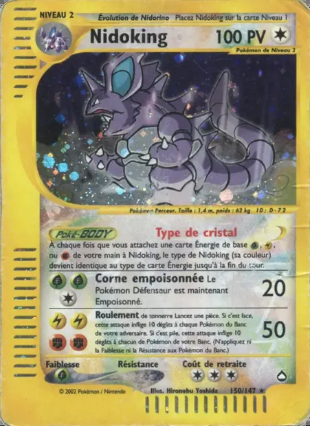 Nidoking, carte Pokémon AQ 150 — extension Aquapolis