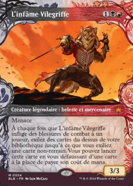 L'infâme Vilegriffe, carte Magic BLB 334 — extension Bloomburrow