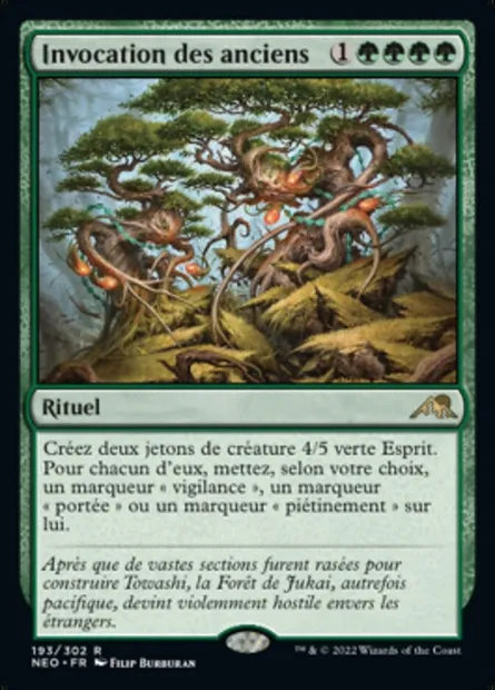 Invocation des anciens, carte Magic NEO 193 — extension Kamigawa: La Dynastie Néon