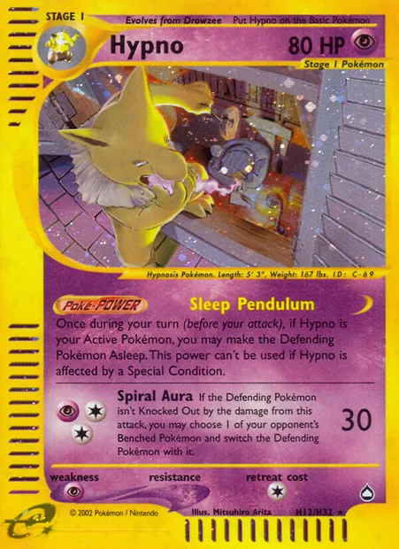Hypno, Pokémon card AQ H12 — Aquapolis set