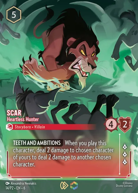 Scar - Heartless Hunter, Disney Lorcana card P2-014 — P2 set