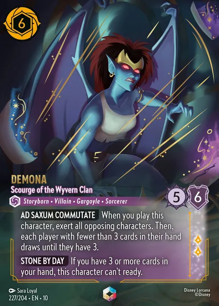 Demona - Scourge of the Wyvern Clan, Disney Lorcana card CH10-227 — Whispers in the Well set