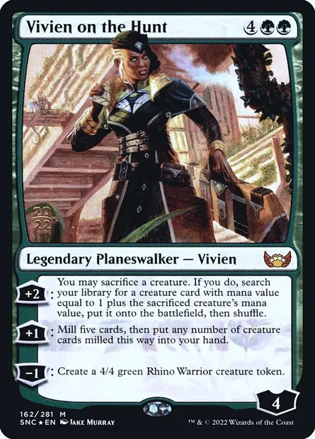 Vivien en chasse, carte Magic PSNC 162s — extension Streets of New Capenna Promos