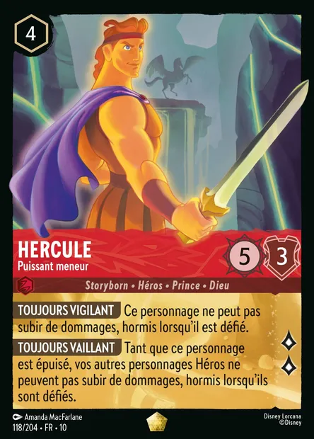 Hercule - Puissant meneur, carte Disney Lorcana CH10-118 — extension Lueurs dans les Profondeurs