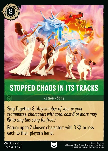 Stopped Chaos in Its Tracks, Disney Lorcana card CH8-115 — The Reign of Jafar set