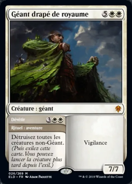 Géant drapé de royaume // Dévêtir, carte Magic ELD 26 — extension Throne of Eldraine