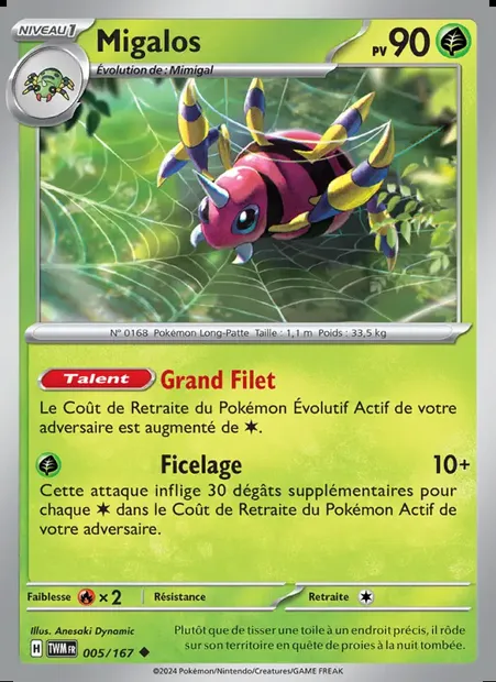 Migalos, carte Pokémon TWM 005 — extension Mascarade Crépusculaire