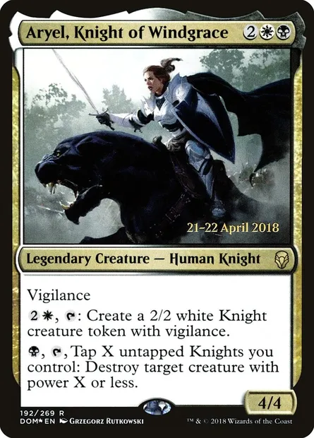 Aryel, Knight of Windgrace, Magic card PDOM 192s — Dominaria Promos set