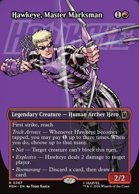 Hawkeye, Master Marksman, Magic card MSH 367 — Marvel Super Heroes set