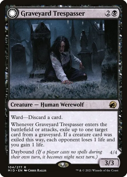 Graveyard Trespasser // Graveyard Glutton, Magic card MID 104 — Innistrad: Midnight Hunt set