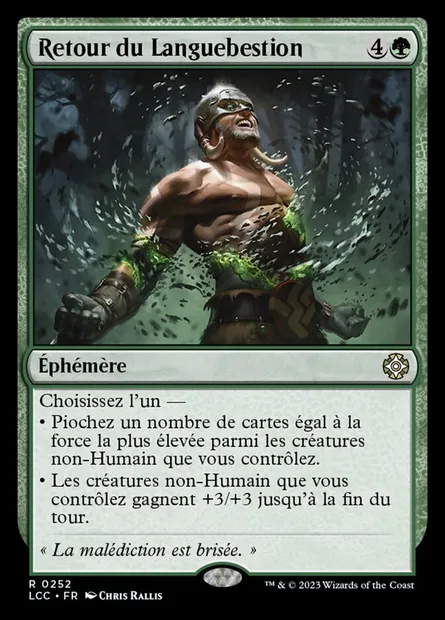 Retour du Languebestion, carte Magic LCC 252 — extension The Lost Caverns of Ixalan Commander