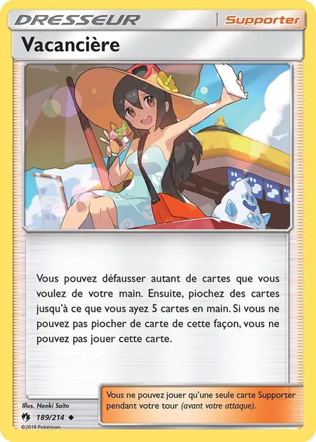 Vacancière, carte Pokémon LOT 189 — extension Tonnerre Perdu