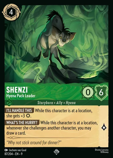 Shenzi - Hyena Pack Leader, Disney Lorcana card CH9-087 — Fabled set