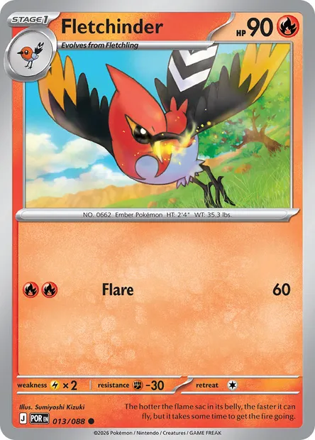Fletchinder, Pokémon card POR 013 — Perfect Order set