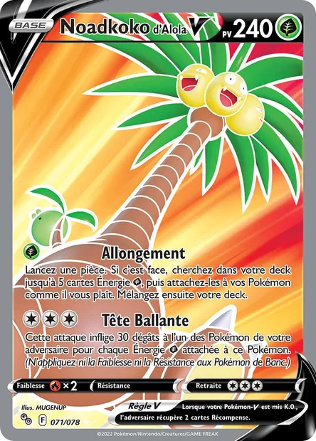 Noadkoko d'Alola V, carte Pokémon PGO 071 — extension Pokémon GO