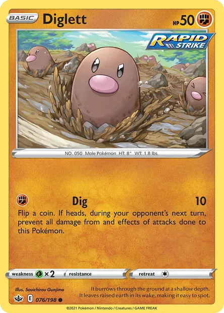 Diglett, Pokémon card CRE 76 — Chilling Reign set