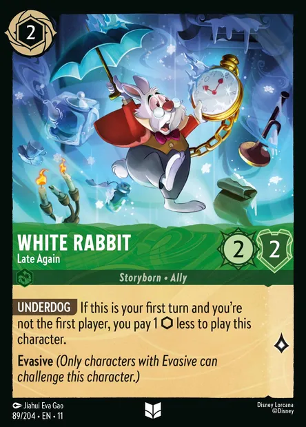 White Rabbit - Late Again, Disney Lorcana card CH11-089 — Winterspell set