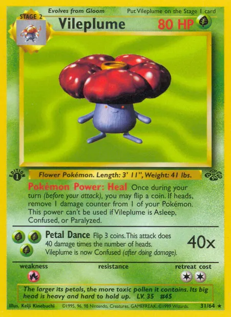 Vileplume, Pokémon card JU 31 — Jungle set