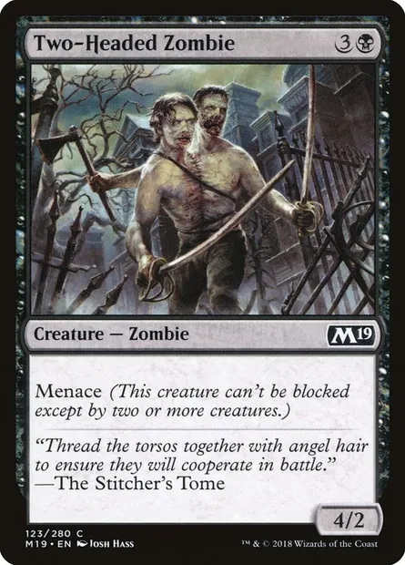 Two-Headed Zombie, Magic card M19 123 — Core Set 2019 set