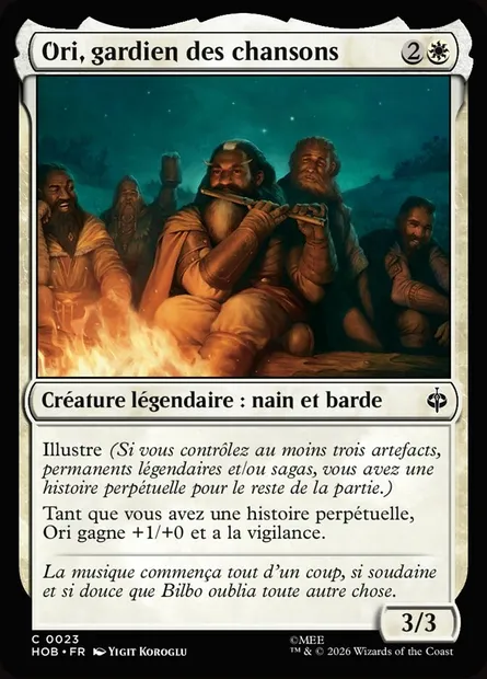 Ori, gardien des chansons, carte Magic HOB 23 — extension The Hobbit