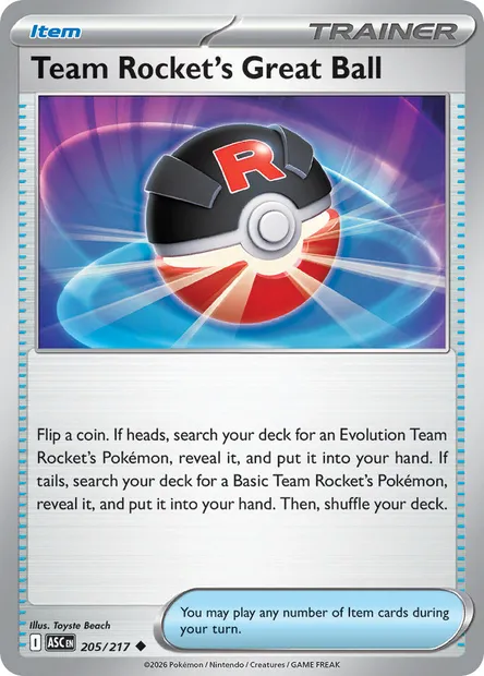 Team Rocket's Great Ball, Pokémon card ASC 205 — Ascended Heroes set