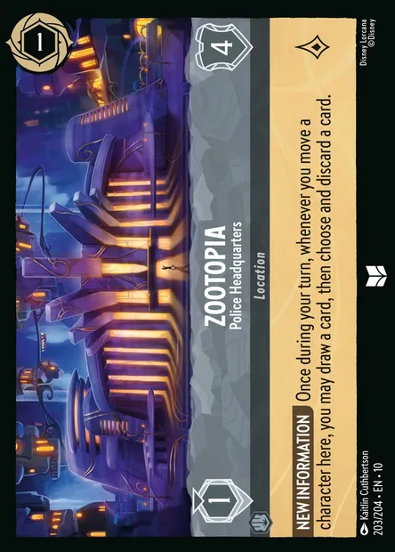 Zootopia - Police Headquarters, Disney Lorcana card CH10-203 — Whispers in the Well set