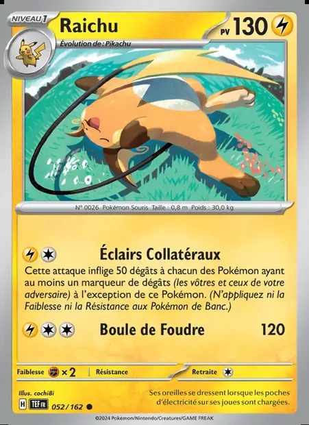 Raichu, carte Pokémon TEF 052 — extension Forces Temporelles
